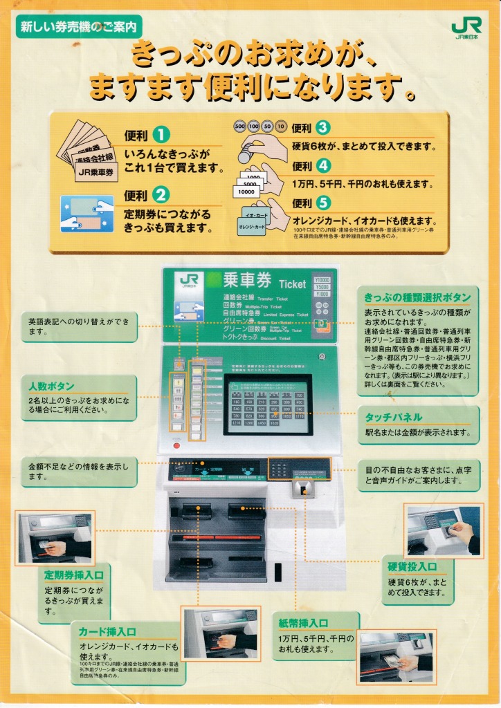 ゆずコレ◆JR東日本 新しい券売機 パンフレット 1995年