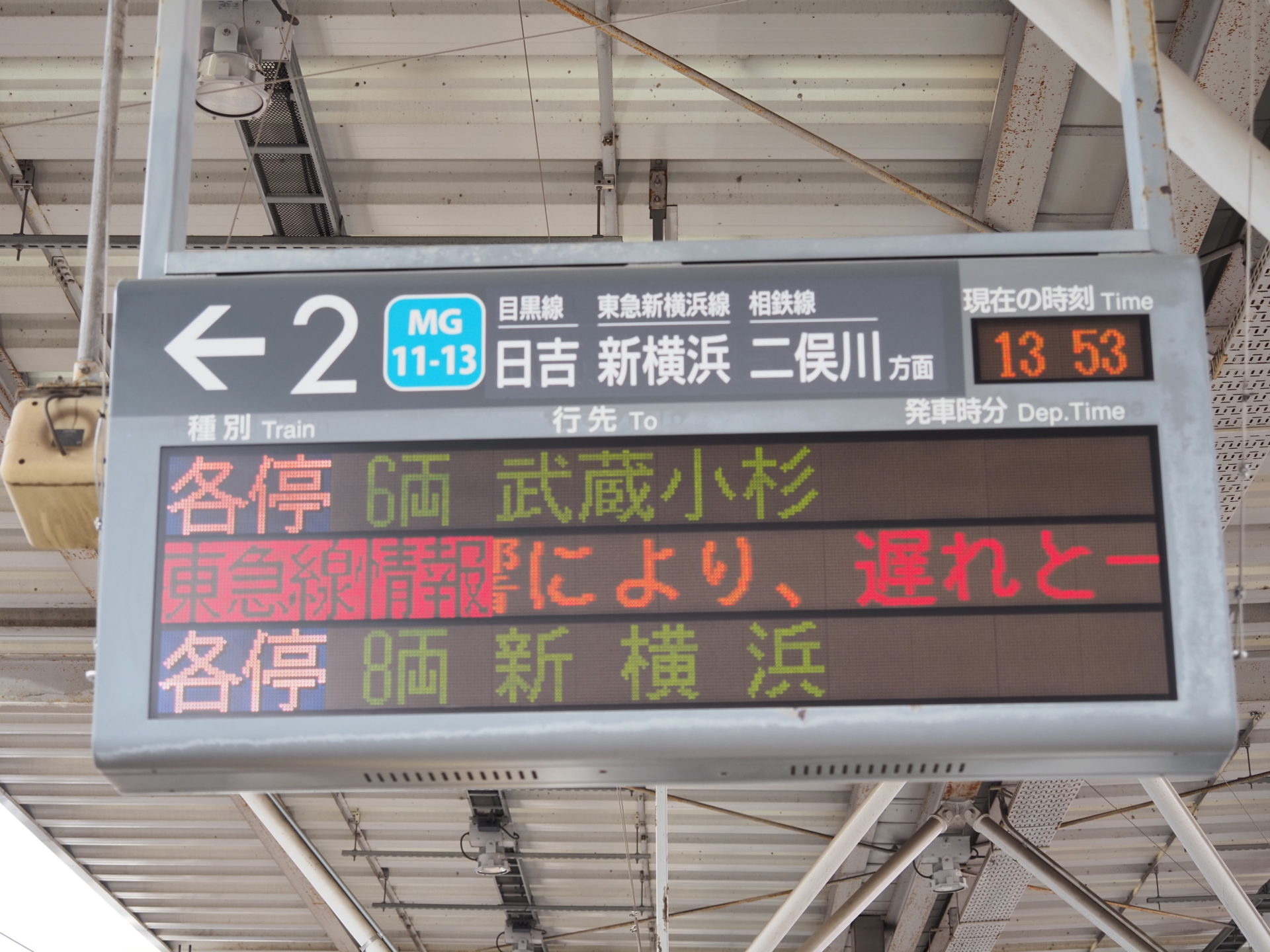 東急目黒線 新丸子駅 下り 発車標